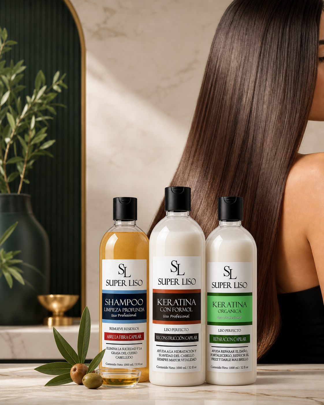 Cabello largo y brillante junto a tratamientos capilares profesionales